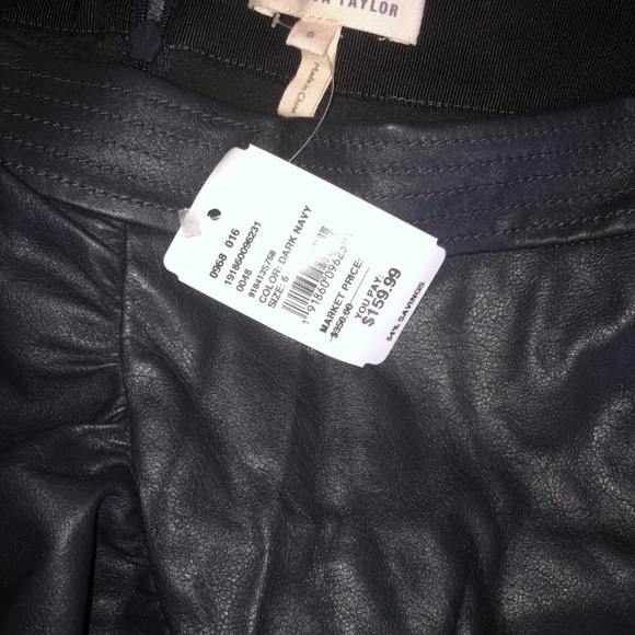 REBECCA TAYLOR NAVY BLUE VEGAN LEATHER SKIRT SZ 6 - Picture 6 of 7